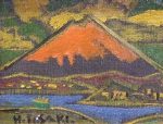 田崎広助「朱富士」油彩0号