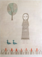 南桂子「少女と青い鳥」銅版画35.9×28.8cm