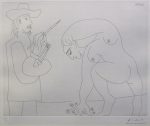 パブロ・ピカソ「画家とモデル」銅版画 26.8×34.5cm