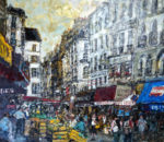 児玉幸雄「ル・ド・セーヌの朝市」油彩10号