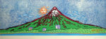 草間彌生「七色の富士(緑)」木版画30.3×90cm