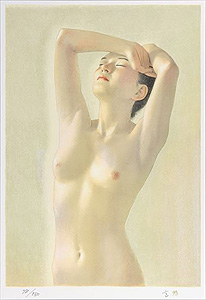 高塚省吾「裸婦-朝の光」版画