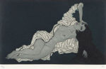 加山又造「白衣をまとう女」銅版画13.2×22.7cm