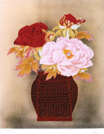 堀文子「牡丹」版画リトグラフ45.5×37.5cm
