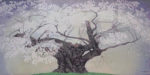 中島千波「樹霊淡墨桜」木版画72×143.2cm