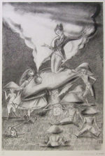 金子國義「いもむしの忠告」版画56.5×38.5cm