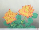 中島千波「薔薇(2)」版画リトグラフ33×45.5cm