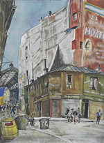 藤田嗣治「コルネーユ広場」銅版画手彩色32×23.5cm