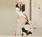 志村立美「舞妓」木版画36.5×42.5cm