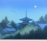 千住博「満月(法輪寺)」版画リトグラフ44.5×53cm