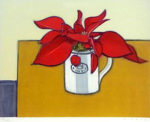 笠井誠一「ポインセチア」版画リトグラフ35×45cm