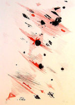 瑛九「飛ぶ」版画リトグラフ40×27cm