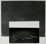清塚紀子「突然の訪問」銅版画・鉛箔41.6×45.2cm
