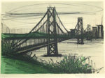 ベルナール・ビュッフェ「オークランドブリッジ」版画47.3×68.6cm