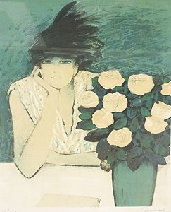 カシニョール「Diane ｗith Vase of flowers」版画