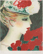 カシニョール「バラとプロフィール」版画34×28.5cm