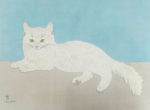 藤田嗣治「白い猫」木版画32.5×44.5cm