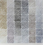 百瀬寿「Gold to Silver on Blue」版画100×100cm