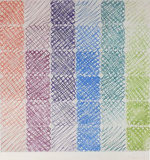 百瀬寿「Orange to Green on Gray」版画100×100cm