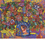 絹谷幸二「バラ図」版画43×53.5cm