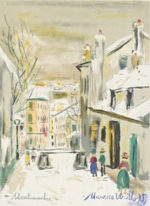 モーリス・ユトリロ「街の眺め」版画26.5×19cm