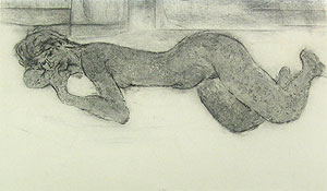 荻太郎「裸婦」銅版画