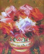 山本彪一「ばら」油彩0号