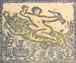 谷中安規「虎に乗る童子」木版画12.4×10.3cm