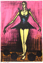 ベルナール・ビュッフェ「マドモアゼル」版画74.5×68cm