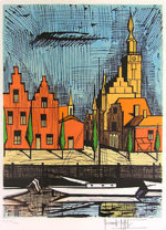 ベルナール・ビュッフェ「フェーレ市庁舎」版画65×50cm
