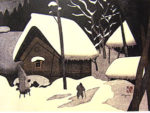 斎藤清「会津の冬(37)大野」木版画38×52.8cm