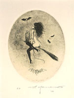 山本六三「魔女」銅版画8.7×6.8cm