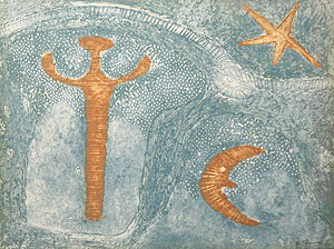 ルフィーノ・タマヨ「人・月・星」銅版画