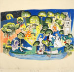 山本容子「夏の夜の夢」手彩色銅版画39×42.7cm