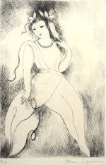 マリー・ローランサン「首飾りの乙女」銅版画24.2×16.2cm