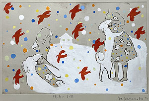 山本容子「晩年の子供」手彩色銅版画 1991年
