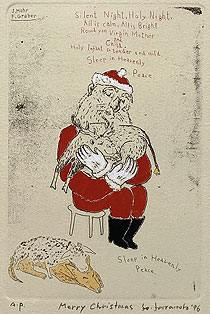 山本容子「Merry Christmas」手彩色銅版画 1996年