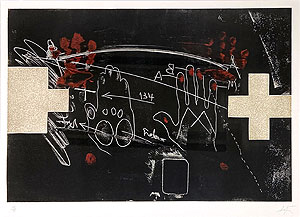 アントニ・タピエス「手と十字」銅版画 1975年