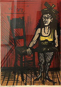 ベルナール・ビュッフェ「女装した小人：サーカスより」版画 1968年