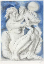 ハンス・エルニ「母と子」銅版画 64×46cm