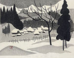 斎藤清「会津の冬(32)：WINTER IN AIZU(32)」木版画 1978年