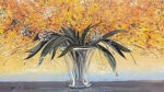 ミッシェル・アンリ「オレンジの花束」油彩 40×80cm