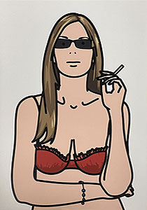 ジュリアン・オピー「Ruth smoking 4. 2005」版画 2006年