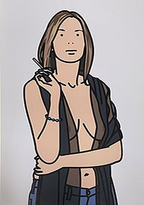 ジュリアン・オピー「Ruth smoking 5. 2005」版画 2006年