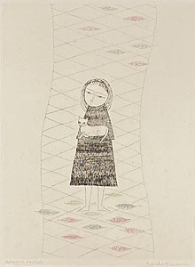 南桂子「少女と猫」銅版画 1963年