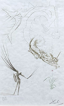 サルバドール・ダリ「トリスタンと竜：Tristan et Iseult」銅版画 1970年