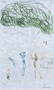 サルバドール・ダリ「カサマツの下で：Tristan et Iseult」銅版画 1970年
