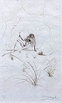 サルバドール・ダリ「隠修士オグラン：Tristan et Iseult」銅版画 1970年