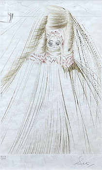 サルバドール・ダリ「絹の衣を纏う王妃：Tristan et Iseult」銅版画 1970年
