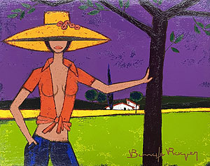 ロジェ・ボナフェ「木の傍らの女性」油彩